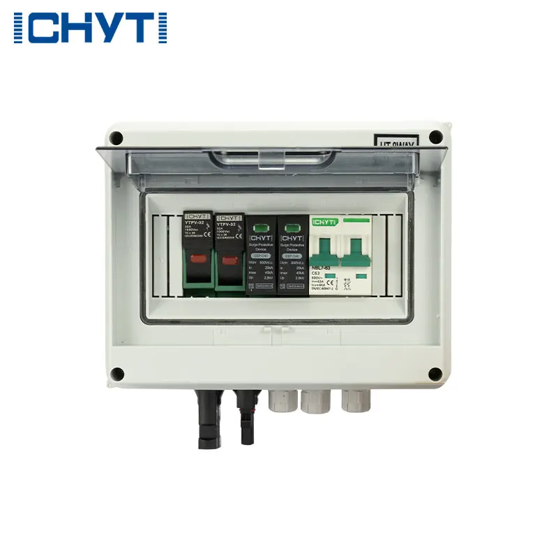 Waterproof Outdoor Surface Mounted 1-in-1-out 600V IP65 Solar PV Surge Lightning Protection DC Distribution Box Combiner Box