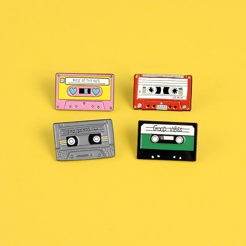 90\'s Music Tape Enamel Pin Vintage Nostalgic Best Song Brooches for Bag Clothes Lapel Pin Old-school Badge Jewelry Gift Friends