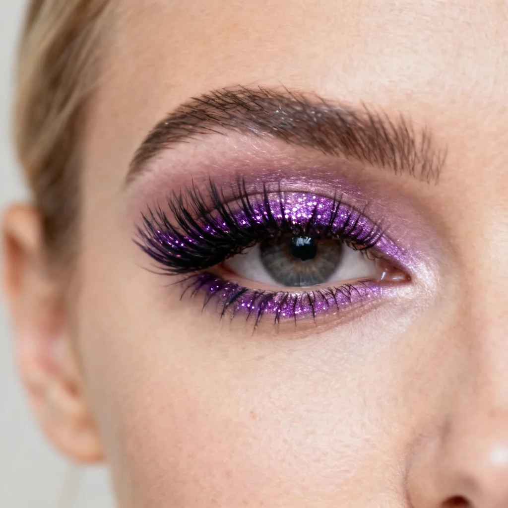 接着剤不要のアイライナーとつけまつげステッカーセット – ラインストーンブルー、ディープパープル、chのグリッターつけまつげ4組