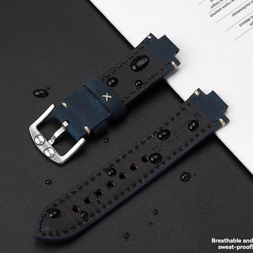 Imagen 2 del producto Pulsera de boca convexa para buceo ORIS AQUIS retro cuero de vaca 733 7730 7740 correa de reloj para hombre 24*12mm 24*11mm cinturón