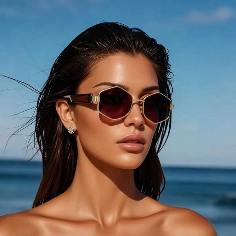 

New Diamond Shaped Sunglasses for Women New Metal Sun Glasses Small Frame Sun Glasses UV400 Design for Photography Glasses