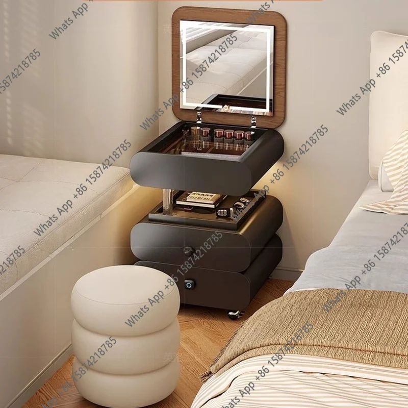 Mesa de tocador portátil con espejo, mueble pequeño nórdico negro, organizador de tocador, silla de esquina, muebles para el hogar