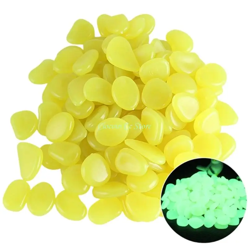 X90F 100 Glowing Pebbles Rock Resin Crafts for Fish Tanks Art Projects Mixed Color