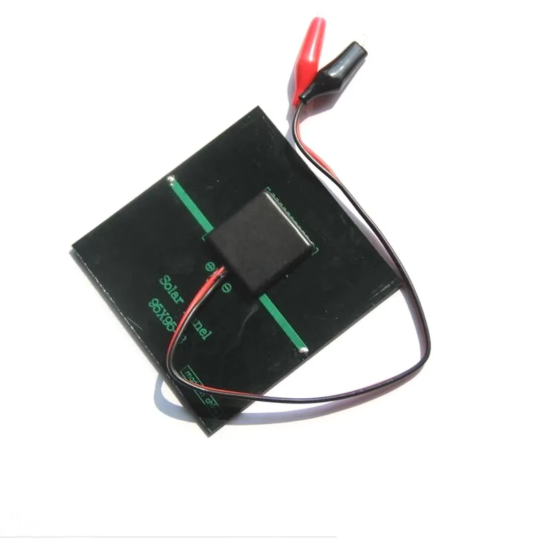 BUHESHUI 1W 5,5 V Mini célula Solar con pinza de cocodrilo para carga de batería de 3,7 V Panel Solar cuadrado 95*95MM 10 Uds