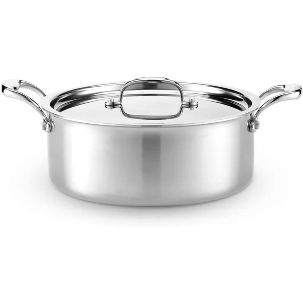 

Heritage Steel 6 Quart Rondeau with Lid - Titanium Strengthened 316Ti Stainless Steel with 5-Ply Construction - Induction-Ready