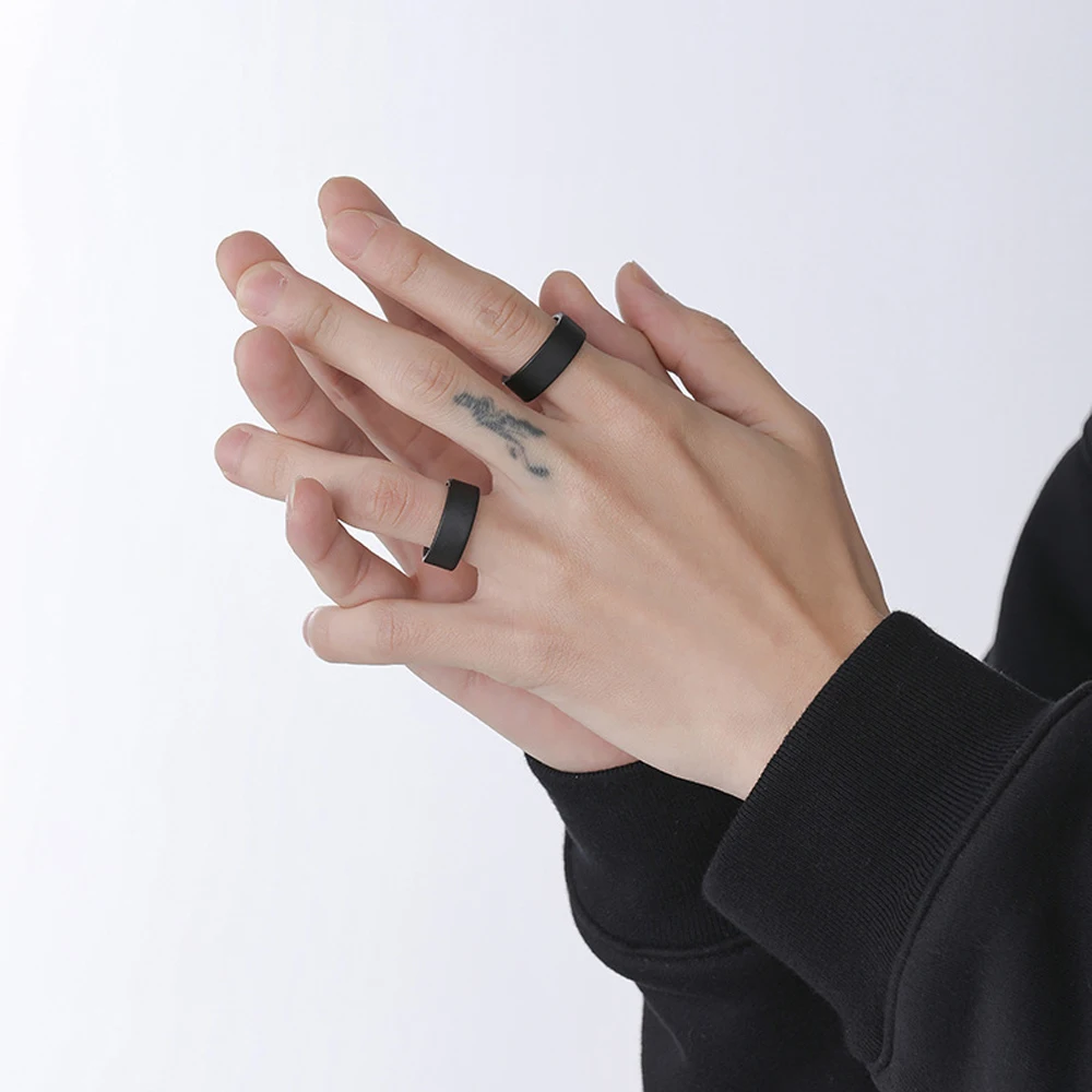 Small Qty Wholesale 4mm Matte Black Ceramic Ring for Men Minimalist Essential Band Trendy Mens Stacking Jewelry  Accessories view 3