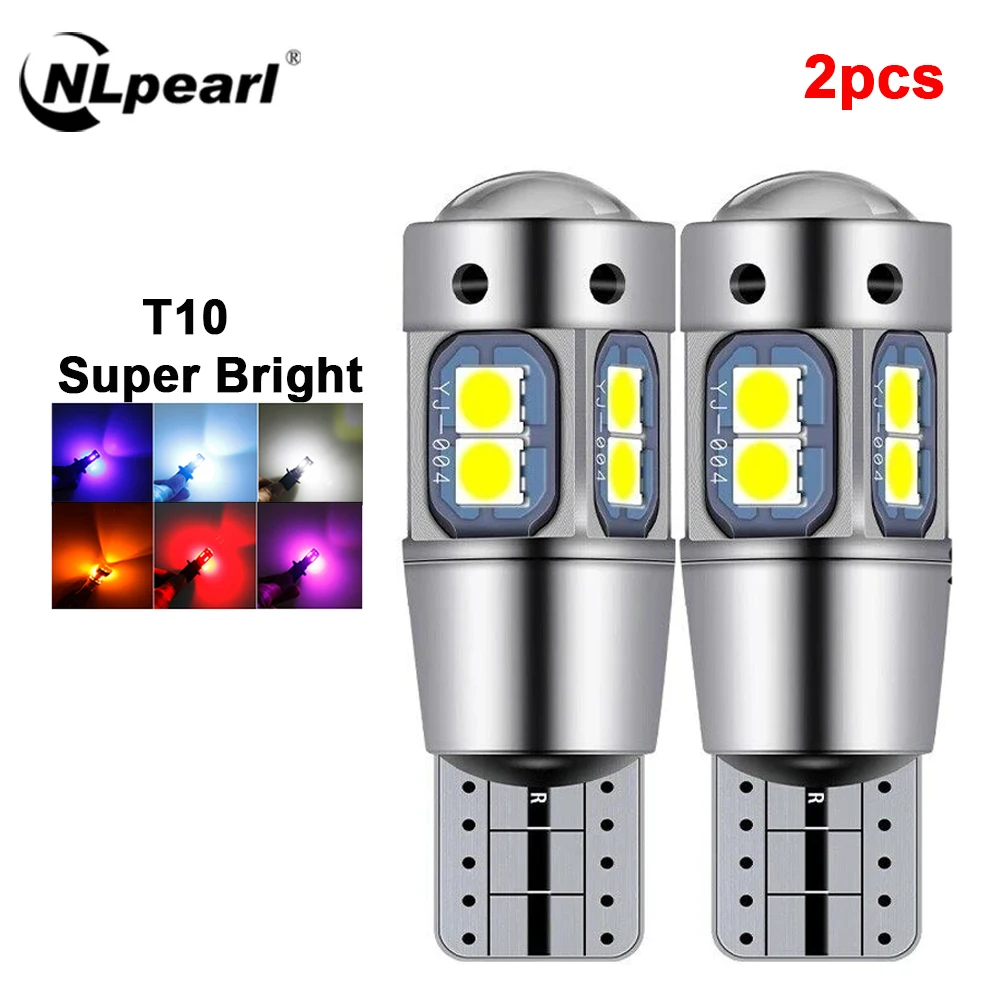 NLpearl 2Pcs Super Brigh T10 W5W 168 192 CANBUS LED Clearance Parking Light 3030 10SMD Car Led Auto Lamp Car Marker Parking Bulb