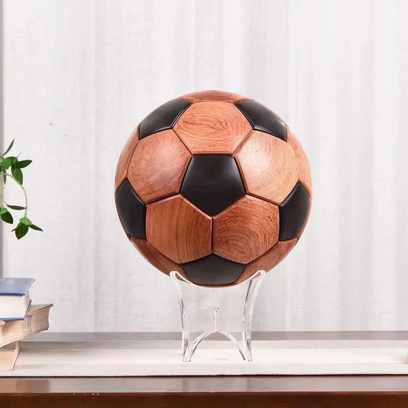 Solid wood football ornament creative handmade small bar flower red sandalwood log
