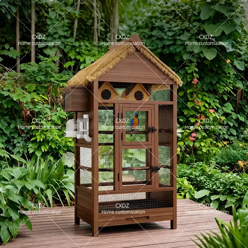 Outdoor ecological bird cage villa rainproof and anti-corrosion retro drawer easy to clean landscaping large space