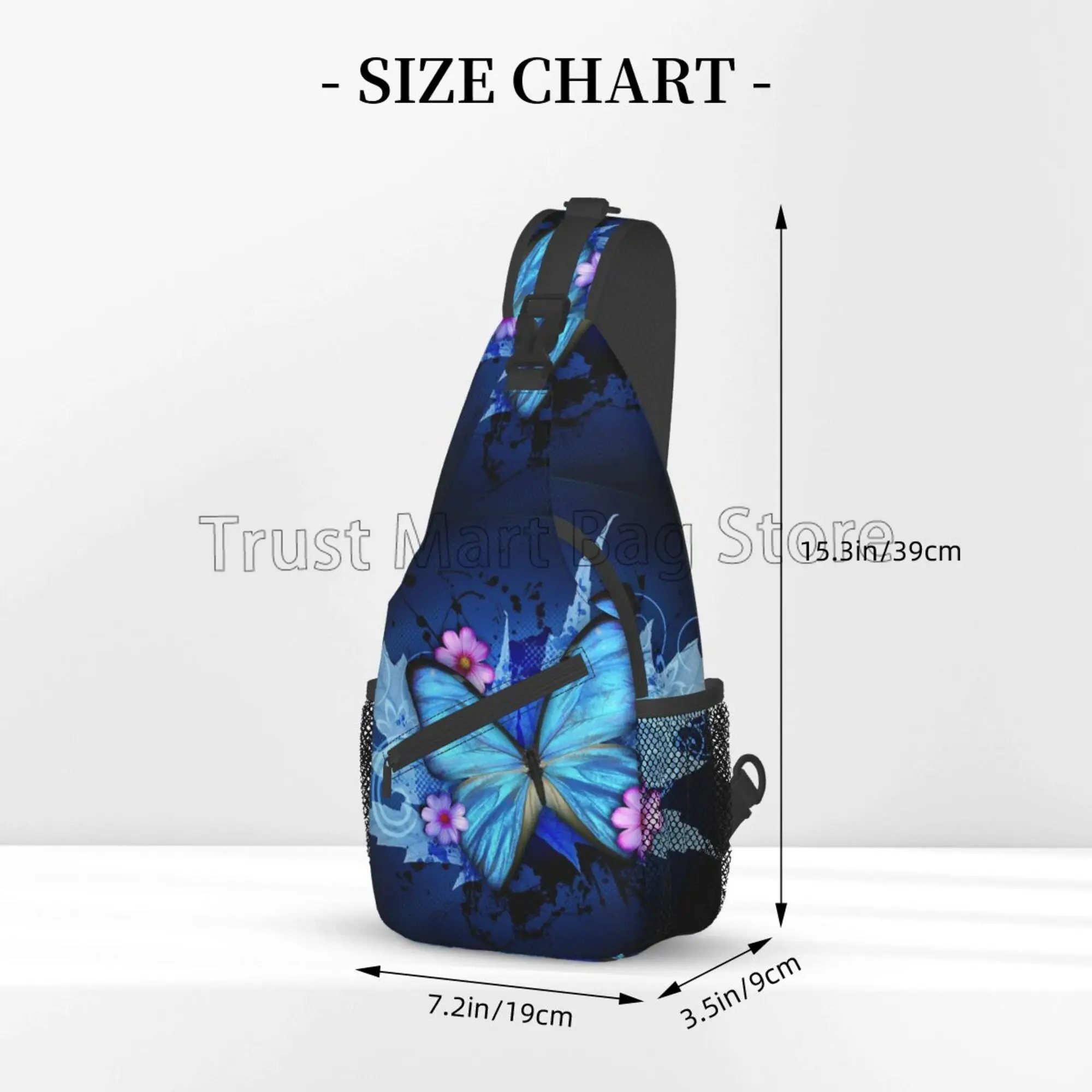 Purple Blue Butterfly Print Chest Bags Crossbody Sling Bag Travel Hiking Backpack Casual One Shoulder Daypack for Women