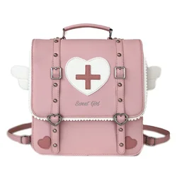 Simpatico zaino Lolita in stile giapponese per ragazze Borsa da scuola uniforme Kawaii Borsa da viaggio piccola Borsa da donna Ita con ali