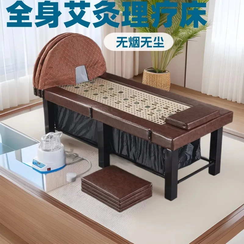 Household stainless steel steam smokeless whole body moxibustion bed fumigation bed beauty salon special health center dual-purp