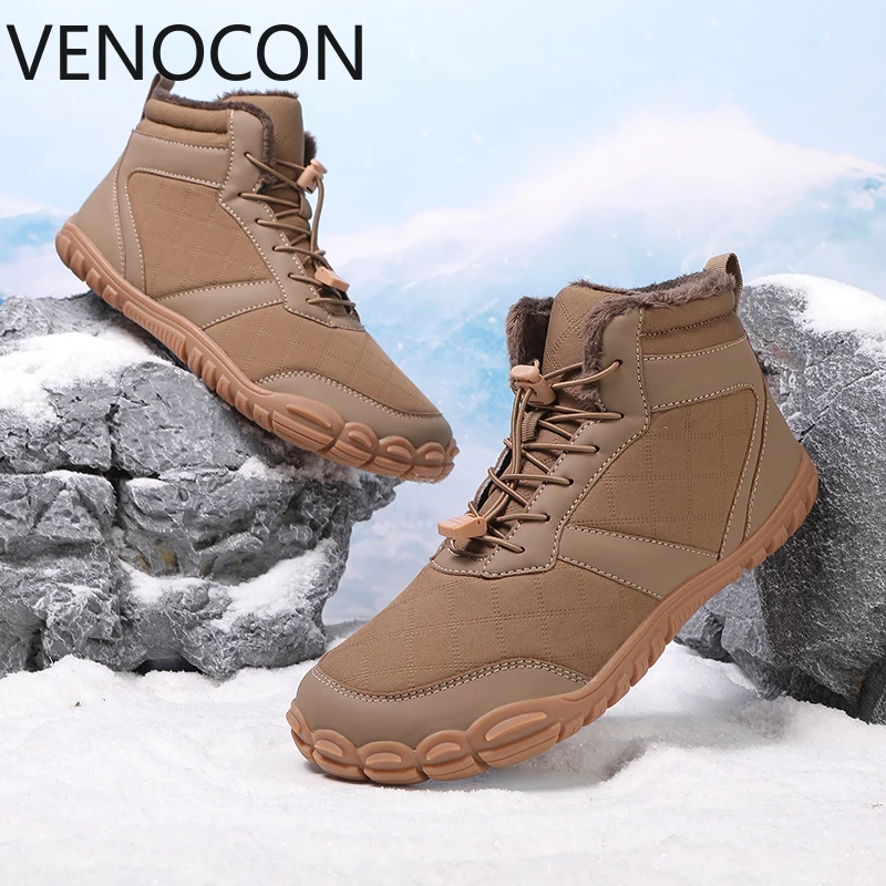 VENOCON Barefoot Man Minimalist Winter Snow Box Warm Water Resistant Shoes Boots Sneakers Women Men With Ball Wide Nose Toe