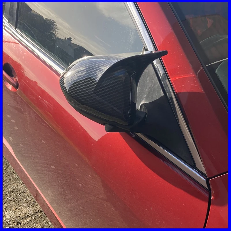 

Car Styling For Mazda 2 Demio M2 2009-2014 Rearview Mirror Cover Caps Shell Sticker Trim With Horn Decorative Auto Accessories