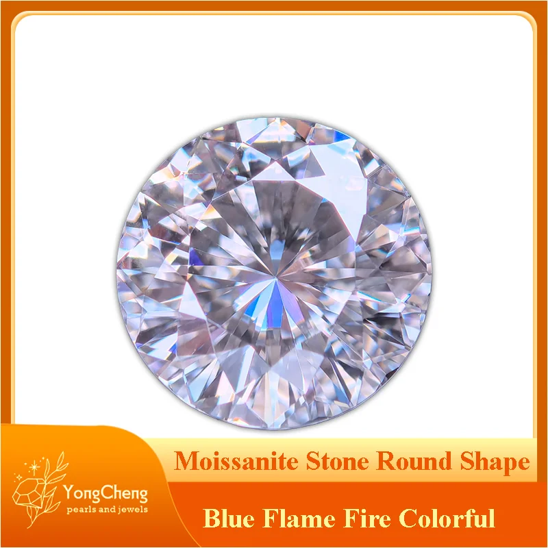 

Moissanite Stone Blue Flame Fire Colorful Round Shape Charms Beads for DIY Jewelry Making Pendant Selectable GRA Certificate