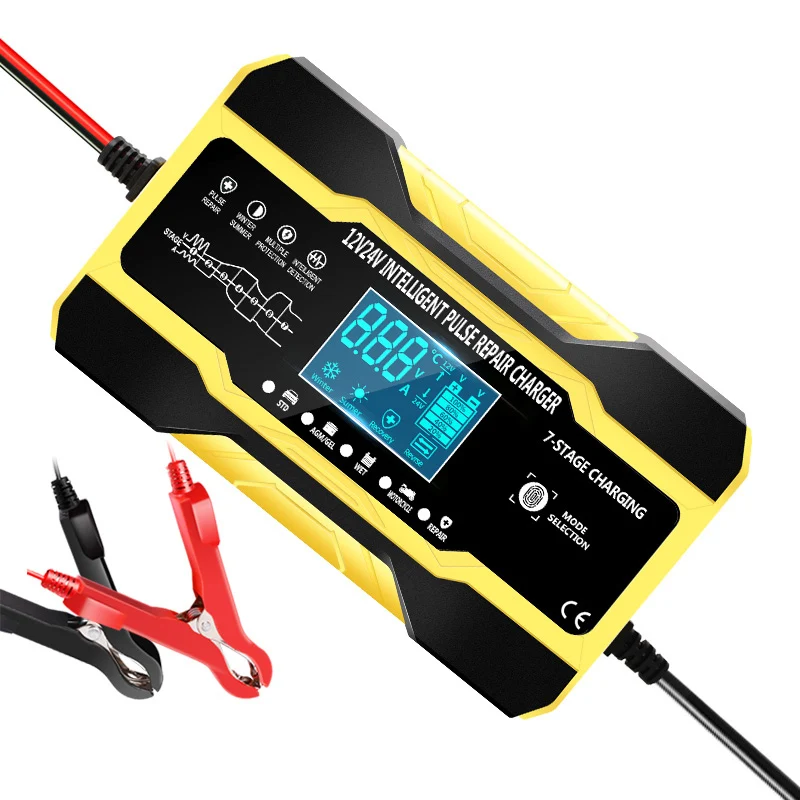 12V 10A 24V 5A Pulse Repair Charger with LCD Display, Motorcycle & Car Battery Charger,Automatic Smart Fast Battery Charger