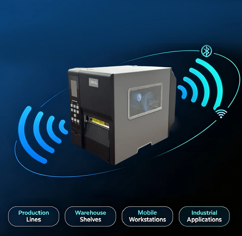 LONVILL Industrial Thermal Label Printer Multi-Language BT Wi-Fi 600dpi Thermal Transfer Printer for RFID Label Encoding