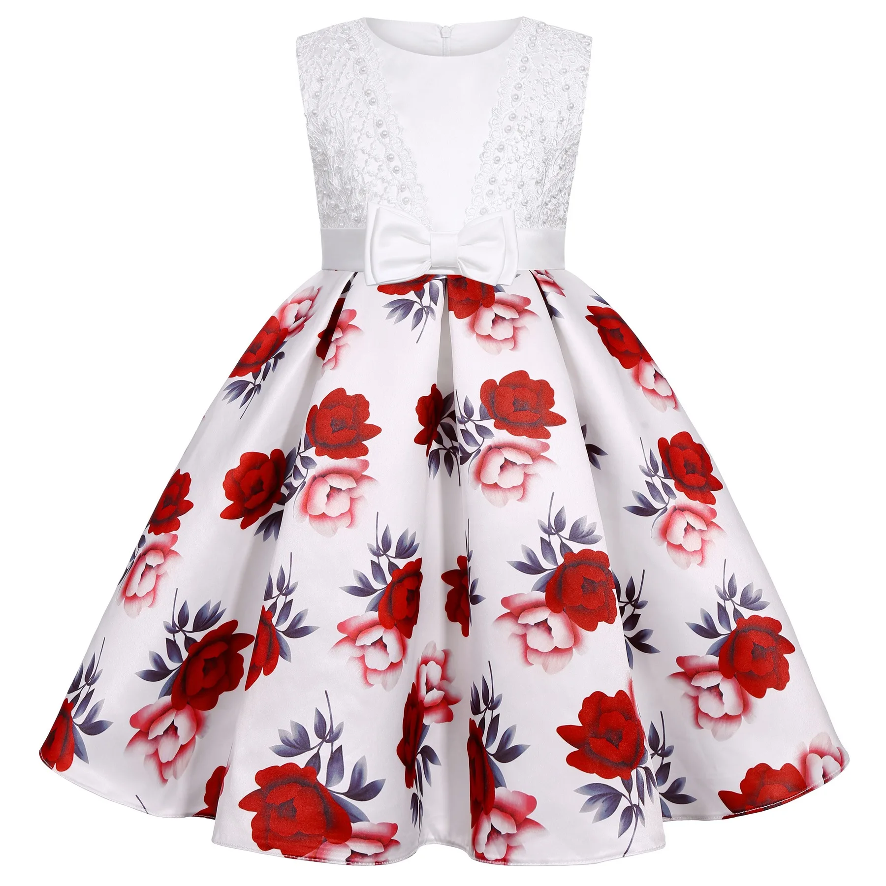 

2025 New Flower Girls Princess Dress Sleeveless 2025 Prints Girls Dress Piano Performance Evening Gowns 2-10 Years Kids Clothes