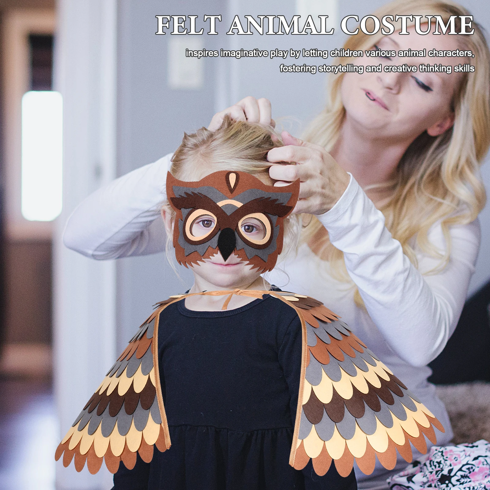 1 Set Of Owl Costume Owl Costume Wings and Mask Bird Costume Accessories For Kids Cosplay Eagle Parrot Owl Dress Up Clothes