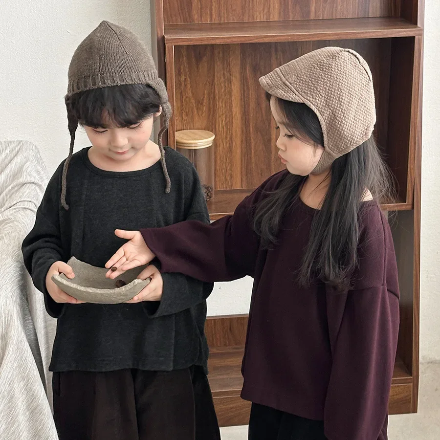 

Детская осенняя матовая футболка с длинными рукавами, однотонная базовая футболка с круглым вырезом для мальчиков и девочек от 1 до 7 лет