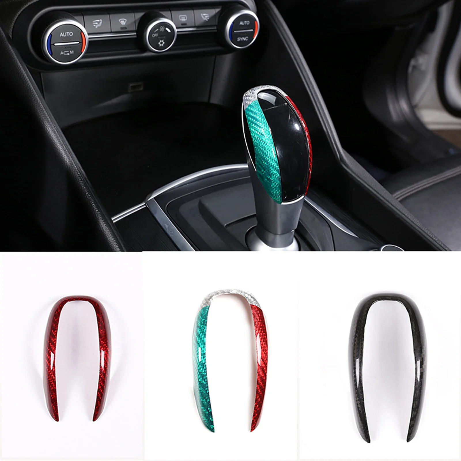 

Carbon Fiber Gear Shift Head Cover Trim For Alfa Romeo Giulia Stelvio 17-19