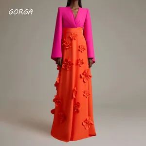 Langzeitvault, V-Ausschnitt, 3D-Blumen, Meerjungfrau, schlanker, langer Krepp, Orientaler Kleid, 2021 8 Hauptverkaufskleid Long Crepe - №8