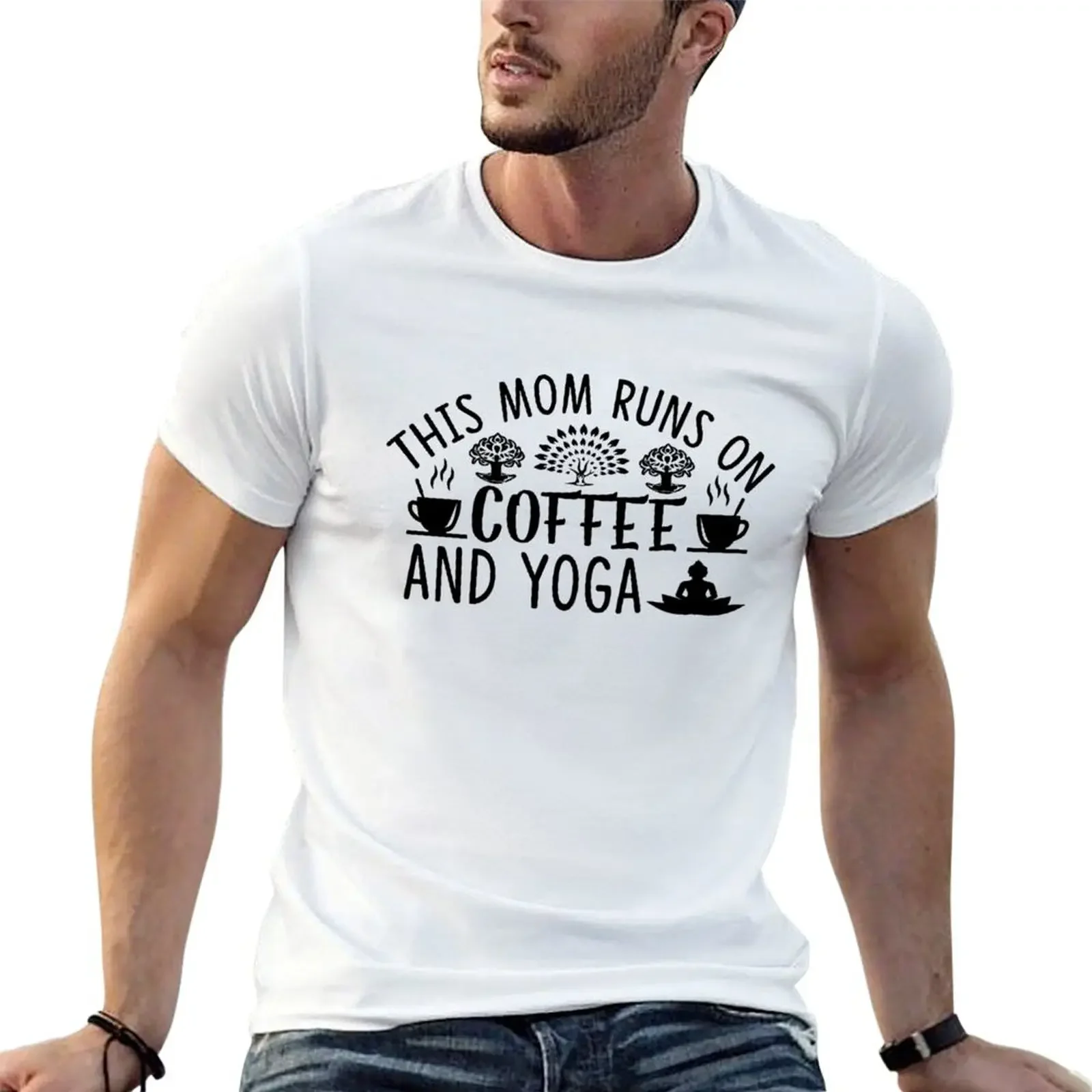 

This Mom Runs On Coffee And Yoga ,Cute Gifts Mom Love Coffee & Yoga T-Shirt man t shirt topping heavyweight t shirts for men