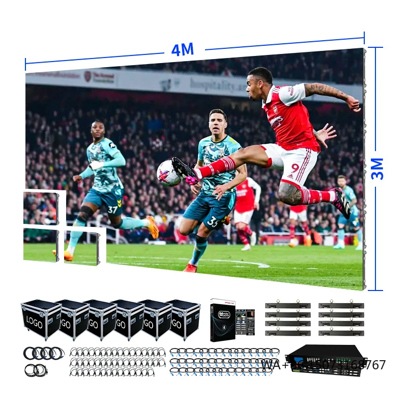 

4x3m Complete Set P2.6 P2.9 P3.91 P4.81 Easy Installation IP65 Front Service Rental Outdoor Advertising Event Screen Display