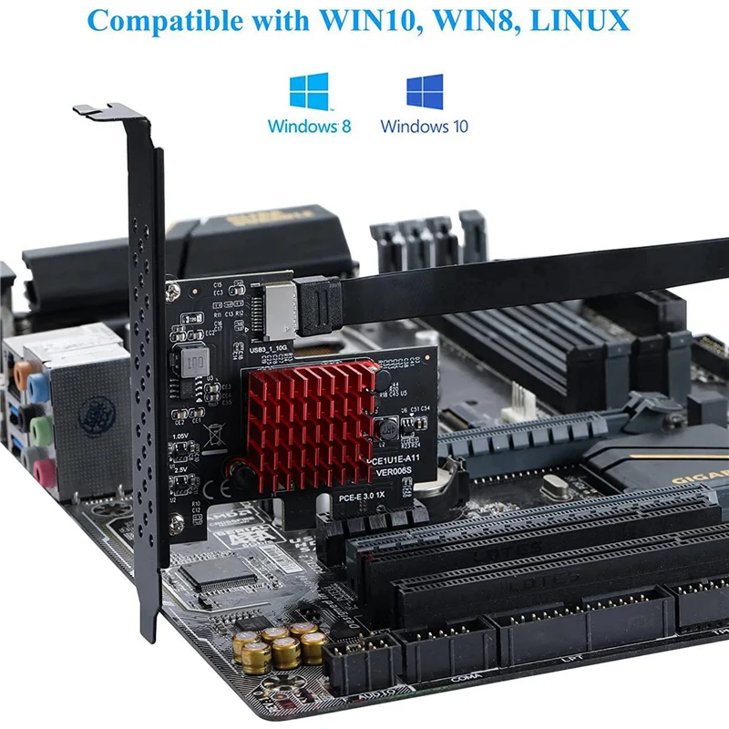 2 tarjetas de expansión PCIE USB 3,1 GEN2 tipo E, 10Gbps PCI Express 3,0 1X a 20 pines Panel tipo C conector para Windows 10/8