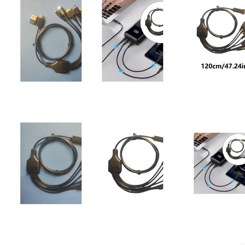 193A Multifunctional 6 in 1 USB C Male Charging Cable Data Transmission Replacement for Handheld Game Consoles Accessory