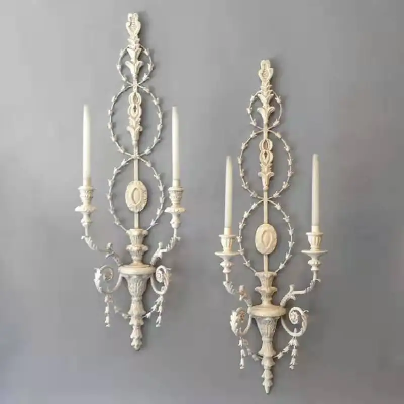 Big French Wall Lamp Retro Lights Vintage White Wall Sconce large Lighting For Living Room Bedroom Lobby foyer Church Farmhouse