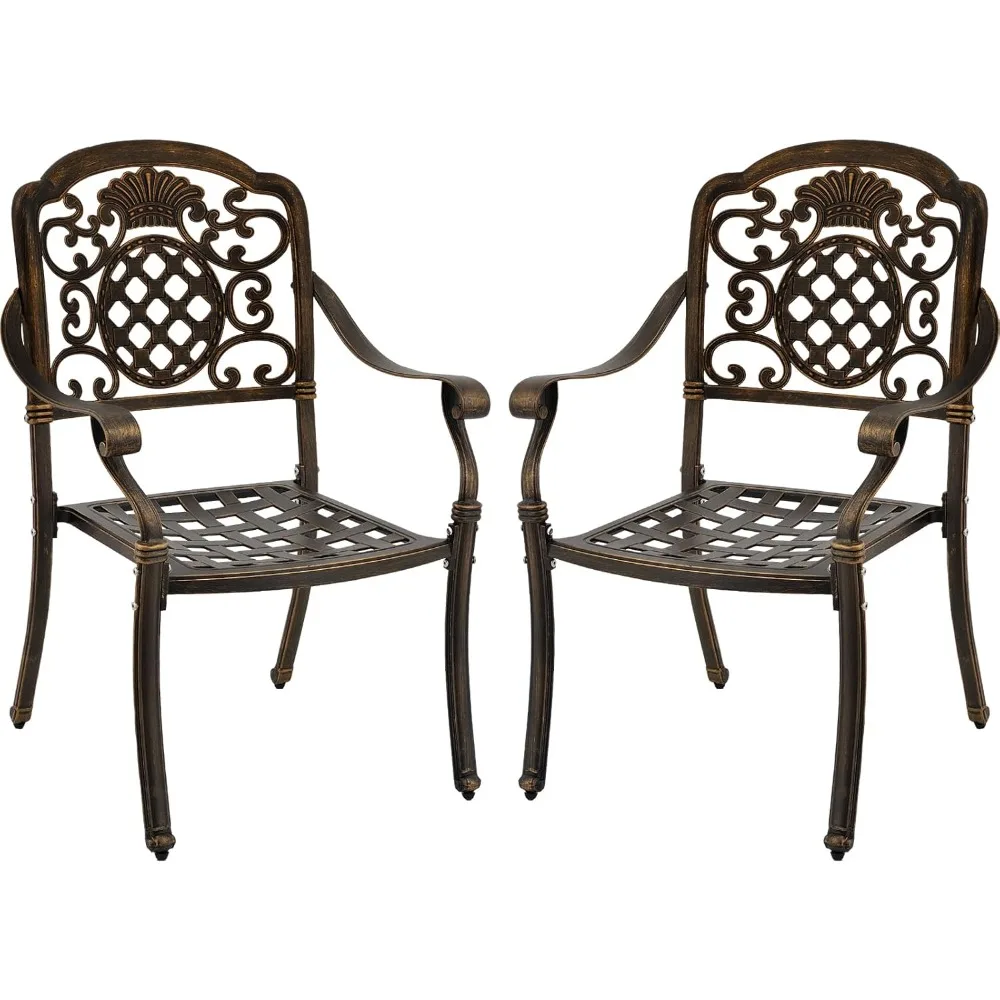 

Aluminum Patio Dining Chairs, Outdoor Bistro Stackable Chairs with Armrest, Patio Chair