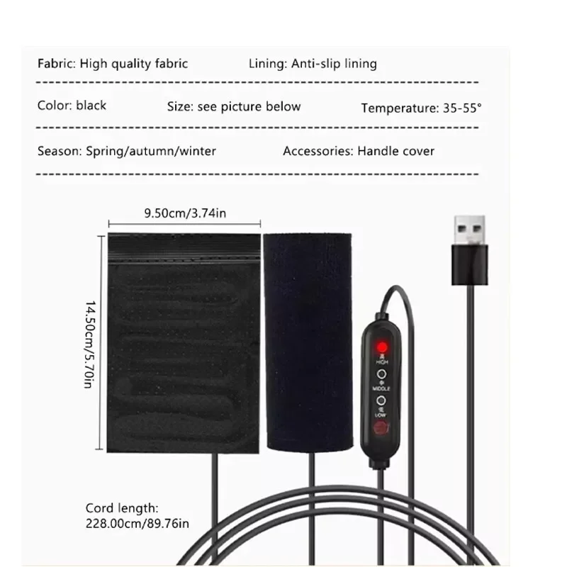 Heated Motorcycle Handlebar Grips 5V USB Warmer Electric Heated Grip Cover Anti Vibration Anti Slip Hot Handlebar view 4