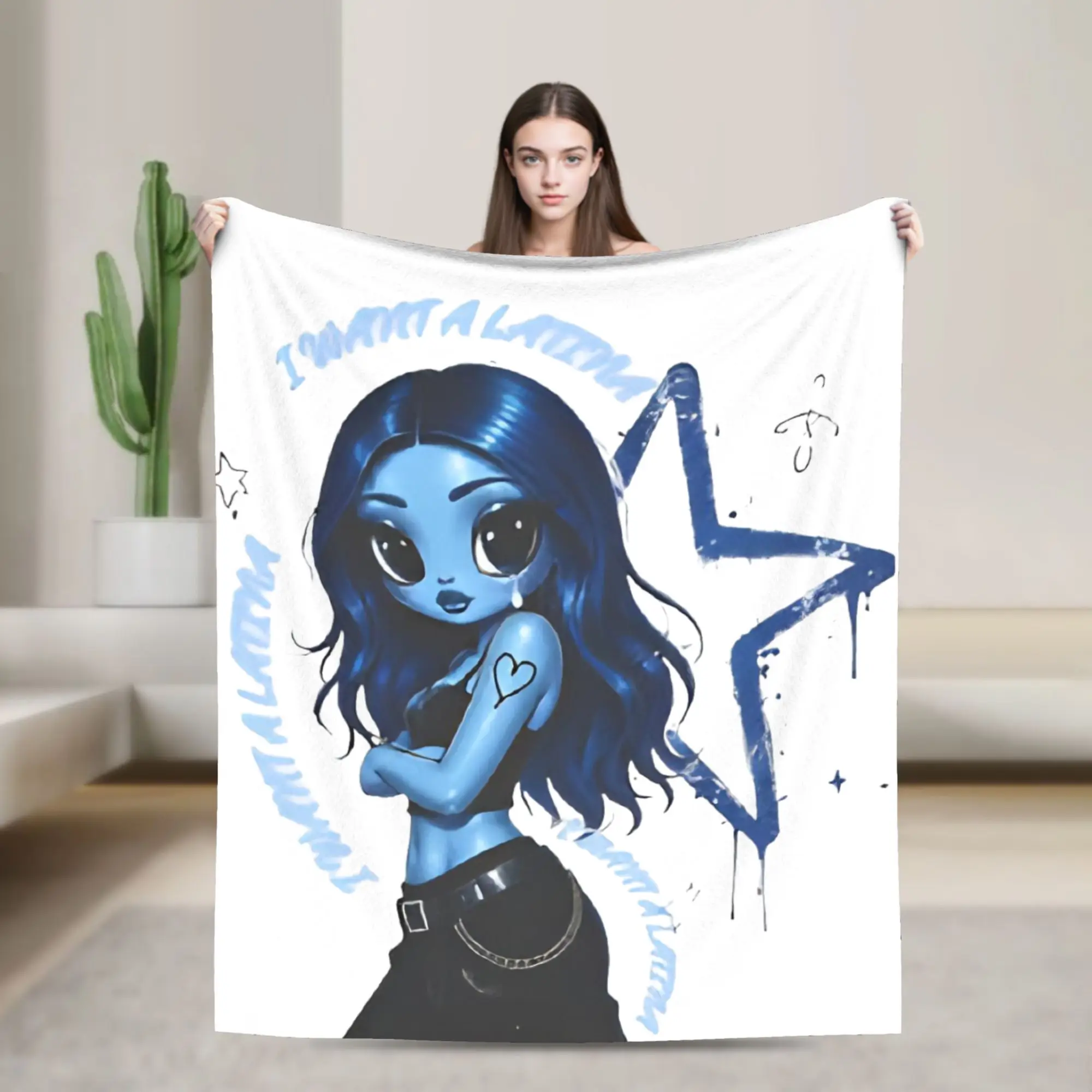 Karol G I Don't Regret Feeling So Much Flannel Blanket  Funny Throw Blanket for Home 125*100cm Plush Thin Quilt