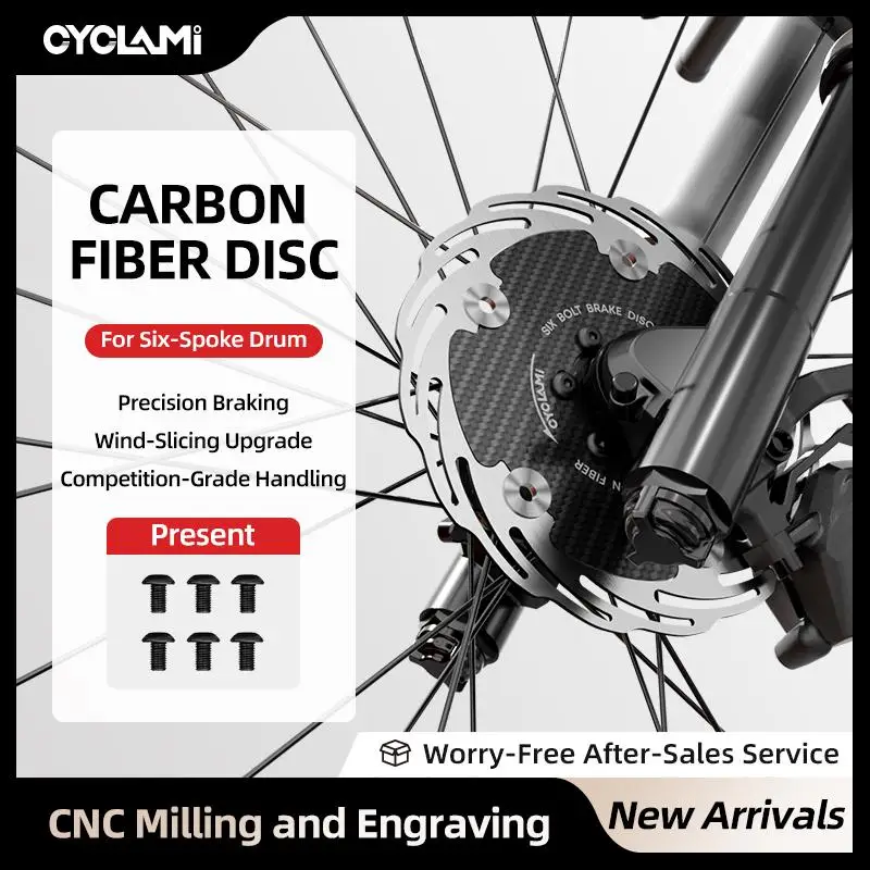1/2PCS Cyclami Six-Bolt Carbon Fiber Bicycle Disc Brake Rotor 160 180mm Quick Heat Dissipation Ultra-Light Disc Brake 6-Bolt Hub