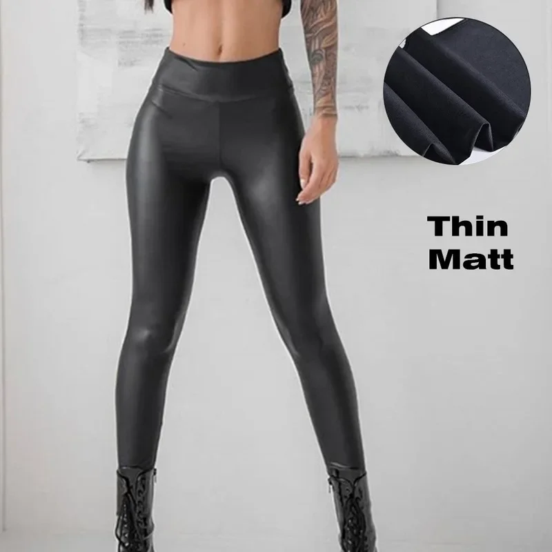 Outfits Sexy Women Pencil Pants Bodycon PU Leather High Waist Stretch Leggings Thicken Winter Warm Casual Trousers Skinny Pant