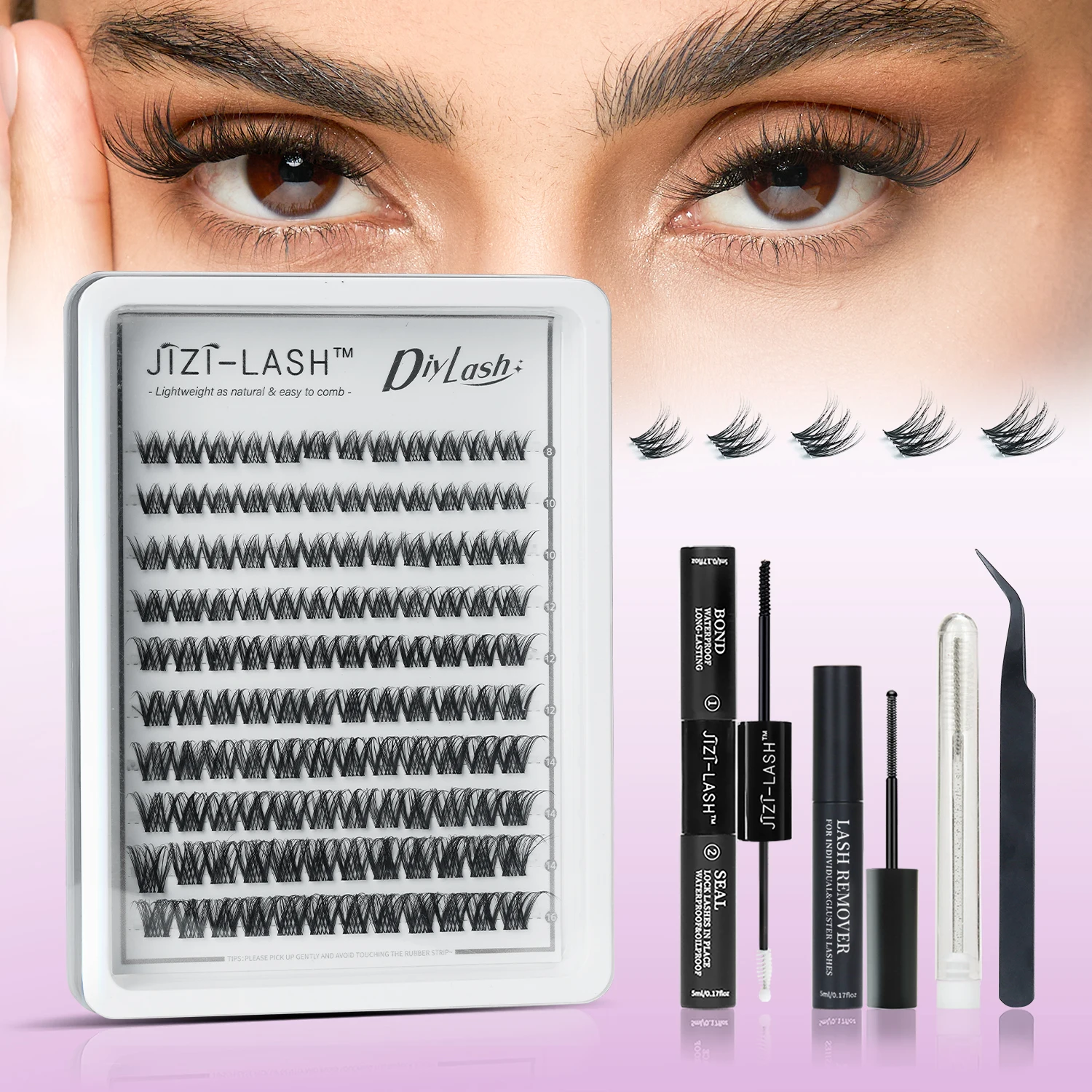 

JIZI-LASH 10 Rows 120Pcs Eyelashes Makeup Lashes Soft Natural Eyelash Thick False Lashes Wispy Faux Cils Extension Cilios Kit