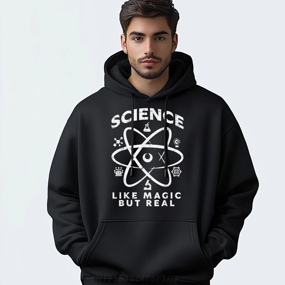 

Science Like Magic But Real O Neck Sweatshrt Christmas Hoodies Long Sleeve Funny Printing Hoodies Geek Mens