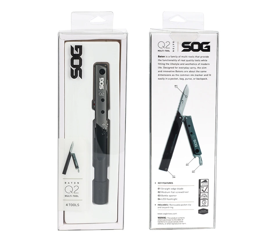 SOG BATON Q2 4 in 1 Multifunctional Tactical Pen Mini Pocket Tools EDC Compact Multi-Tool LED Flashlight Outdoor Survival Tools
