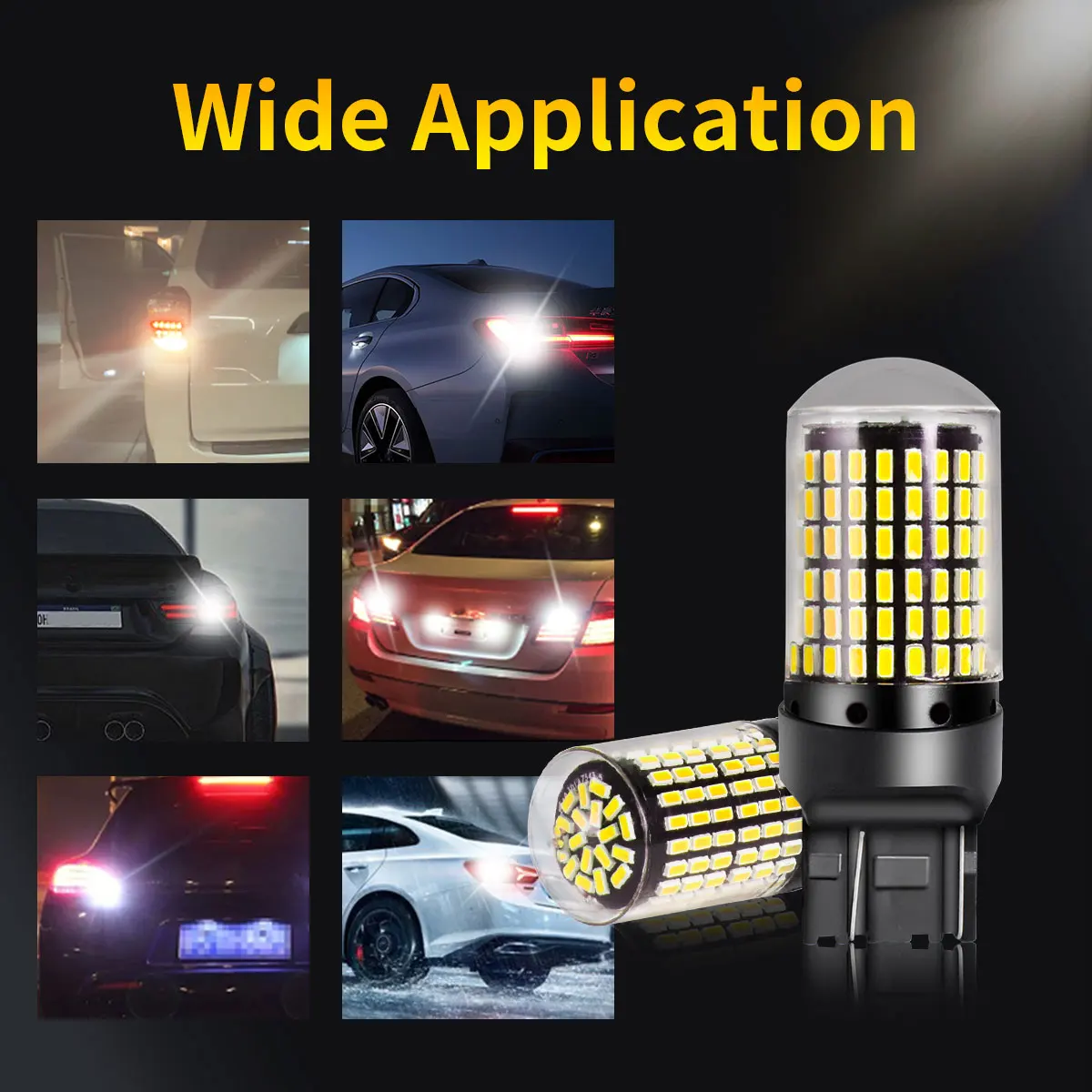 4 Pieces 7443 7440 360 Bulbs W21/5W 9715R T20 3014 LED Chips For Automotive Turn Signal Clearence Parking Reading Width Lights