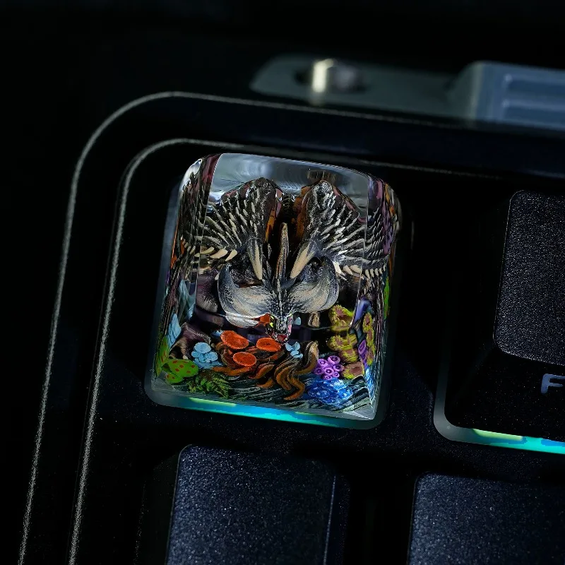Monster Hunter Nergigante Artisan Keycaps Mechanical Keyboard Resin Custom Transparent Cute Keycaps PC Gaming Accessories Gift