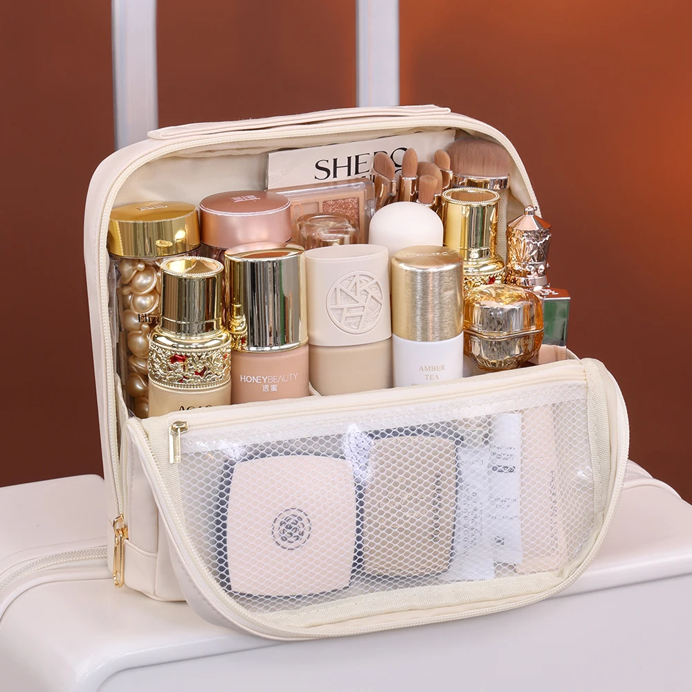 Tragbare Steh-Tasche für Reisen, Wasserdichte Toilettenartikel-Aufbewahrungstasche für Kosmetikartikel, Make-up-Organizer für Frauen – Detail 7