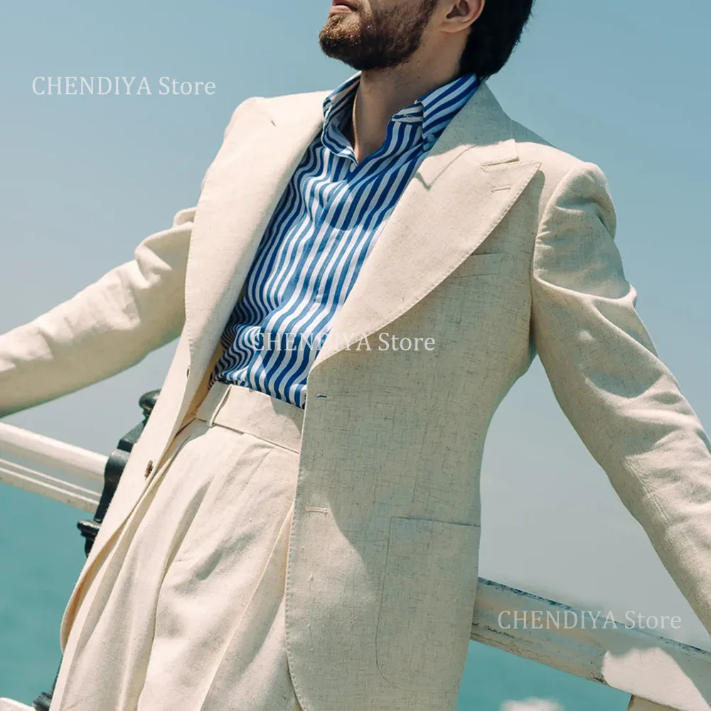 

Summer Men's Suits Peaked Lapel Single Breasted 2 Pieces Business Evening Party Clothing Customize Male Suit( Jacket+Pants)