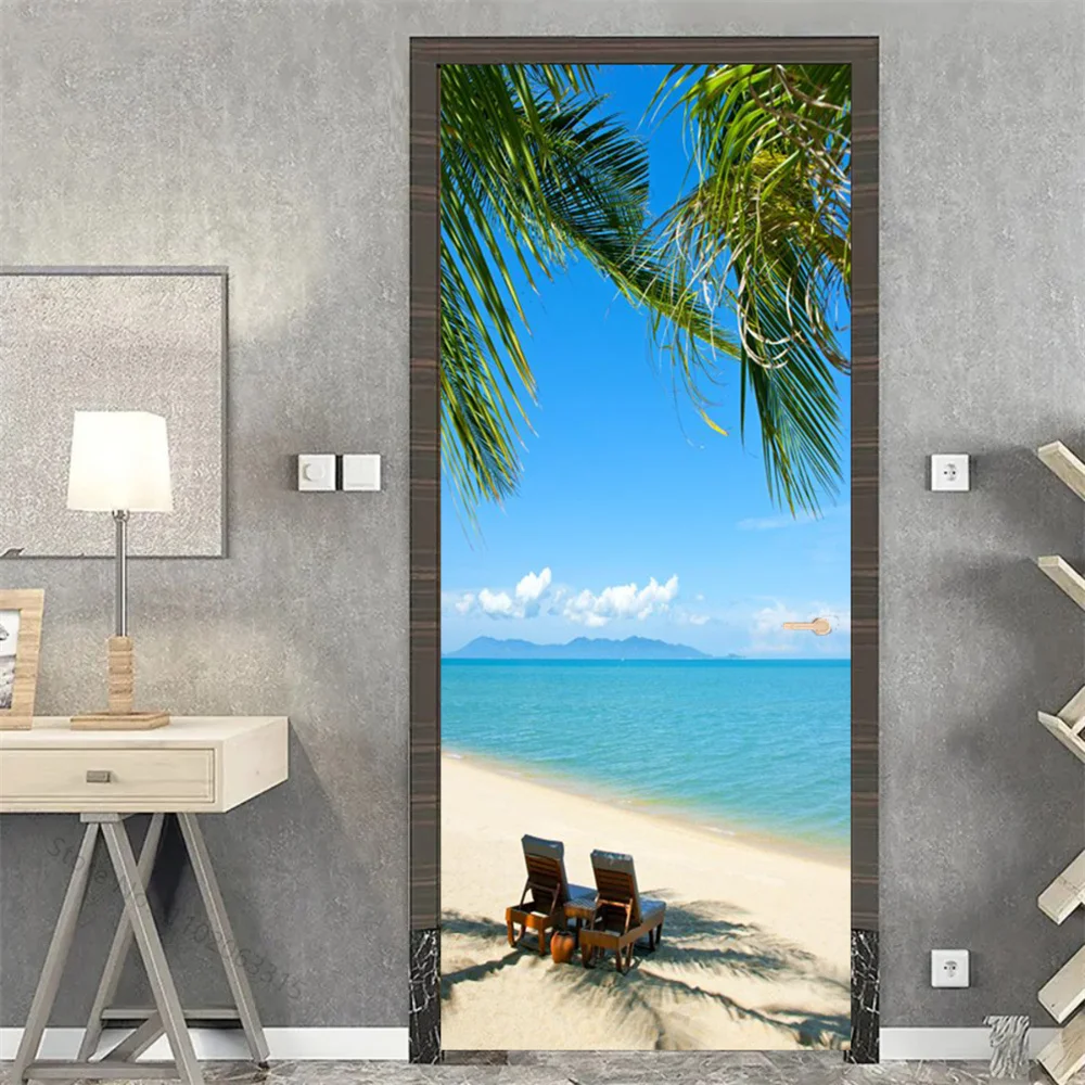 Door Stickers Decals Peel and Stick Removable Decorative Vinyl Wallpaper Waterproof Self Adhesive Wall Door Murals Covers Poster