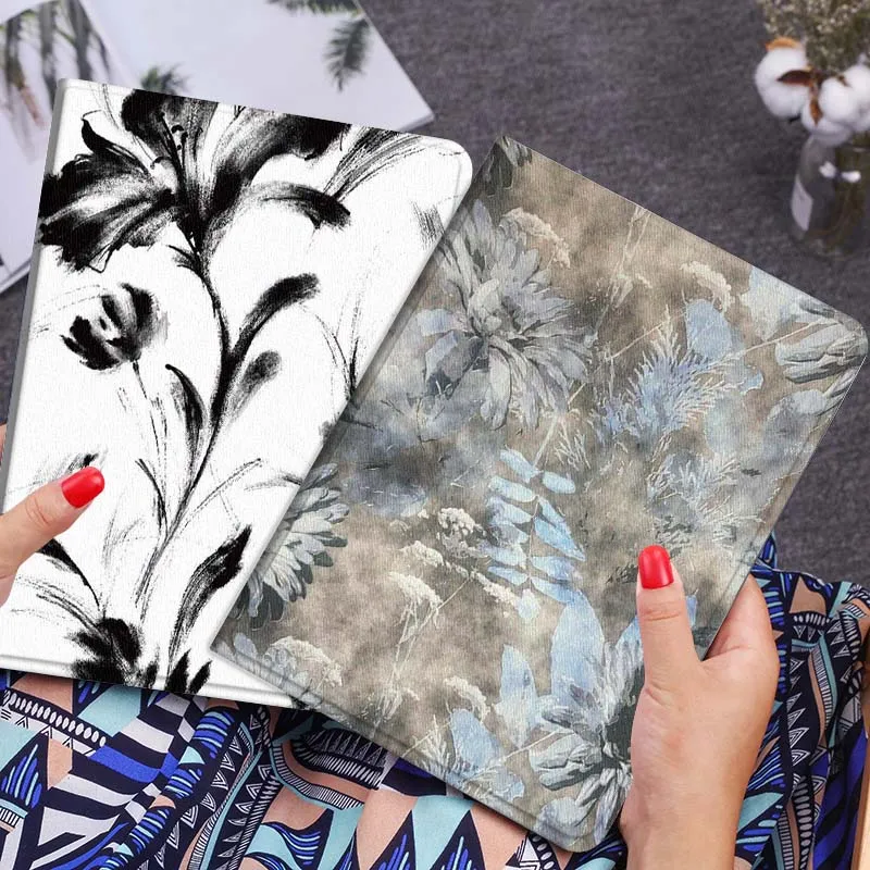 

Blue Floral Pattern Art Tablet Case For Lenovo Xiaoxin Legion Pad Tab Pro GT Y700 Gen4 2 11 P11 M10 K10 3rd Plus Gen Gift