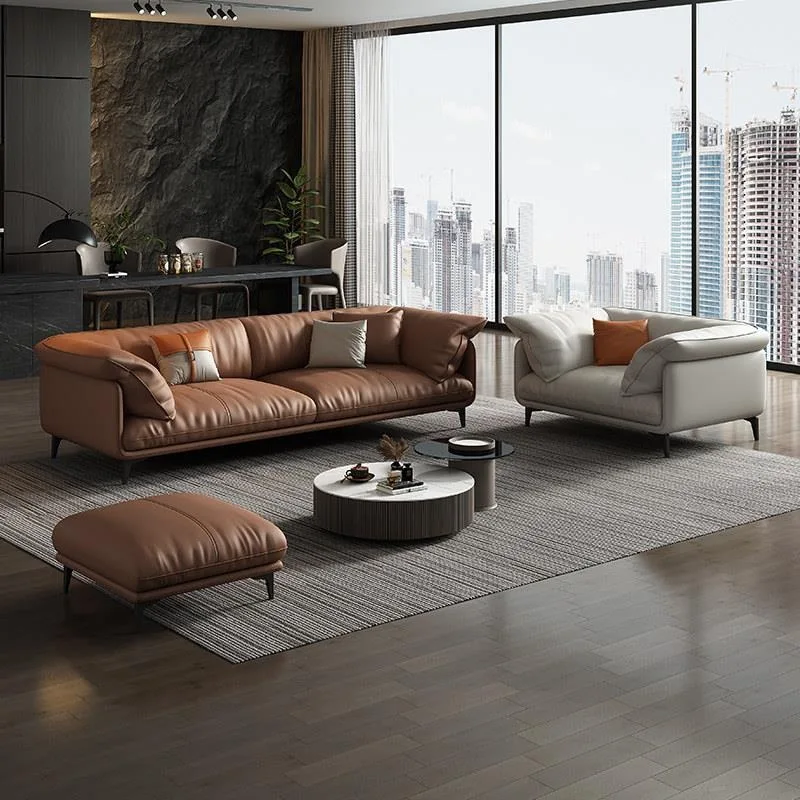 Minimalist Italian scratch-resistant and anti-fouling technology cloth cat scratching leather sofa, living room free