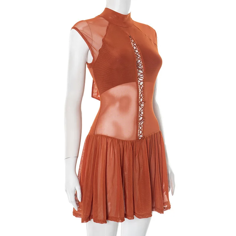 فستان نسائي قصير أنيق فاخر رسمي برقبة دائرية موضة بدون أكمام للسهرة وحفلات الشارع فساتين 2026 لربيع وصيف #2