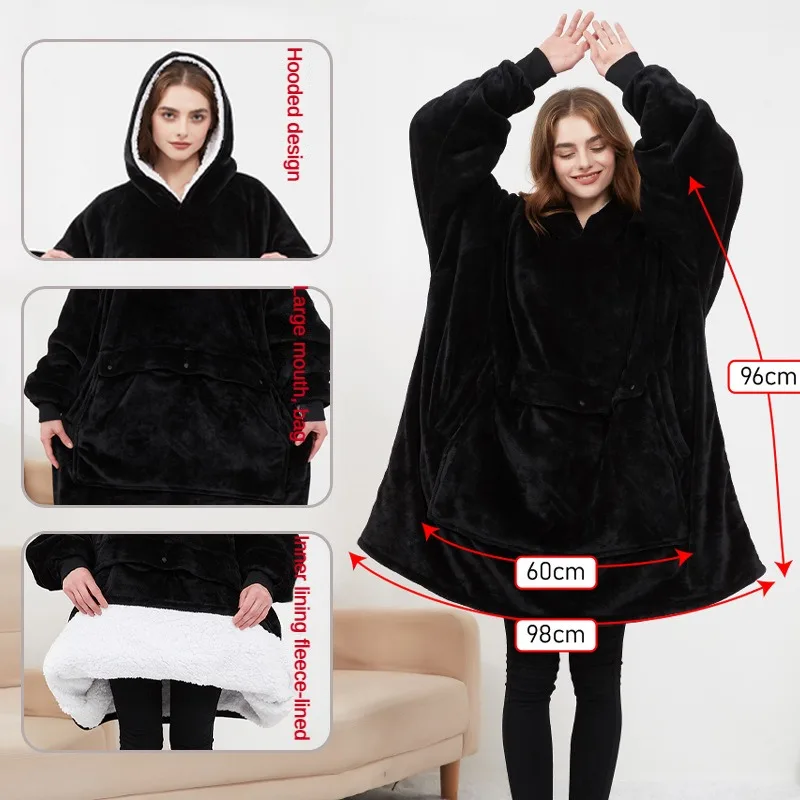 Winter Plus Size USB Three Zone Heating Hooded Lazy Blanket