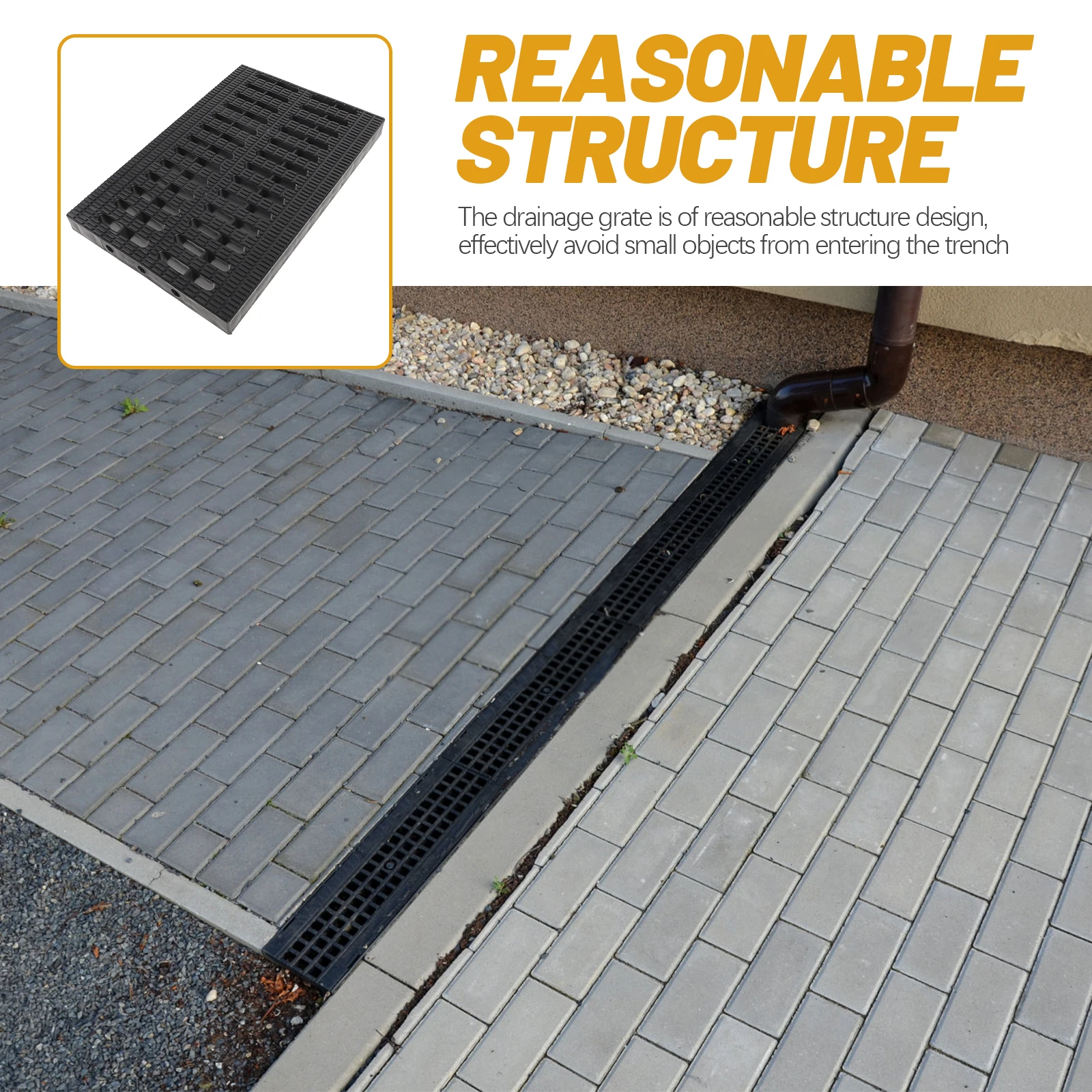 

Plastic Drainage Grate 20x30x25cm Black Kitchen Trench Channel Cover High Hardness AntiDeformation Garage Yard