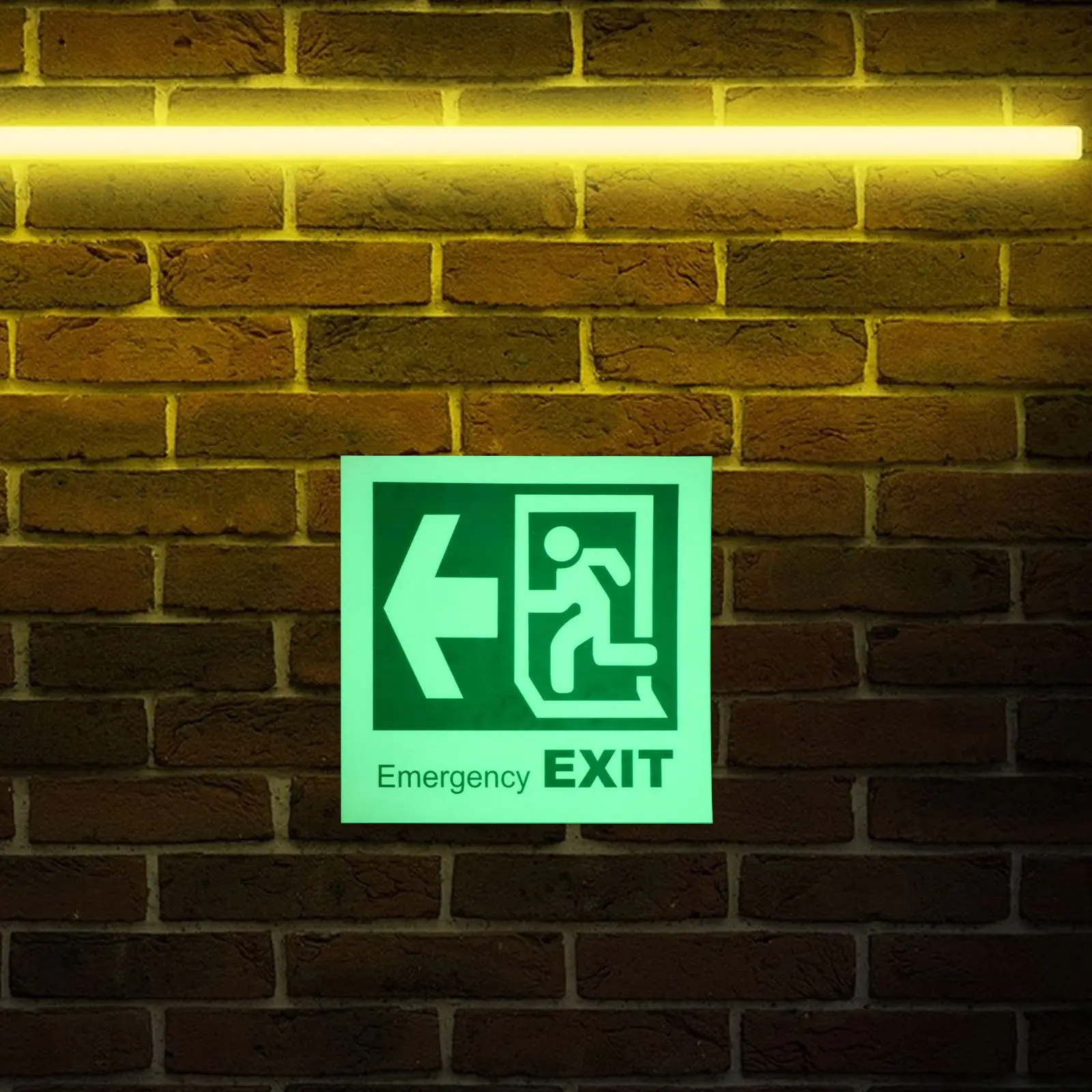 Emergency Exit Sticker High Visibility Self Led Signs For Business Adhesive Glow in Safety Signs Traffic